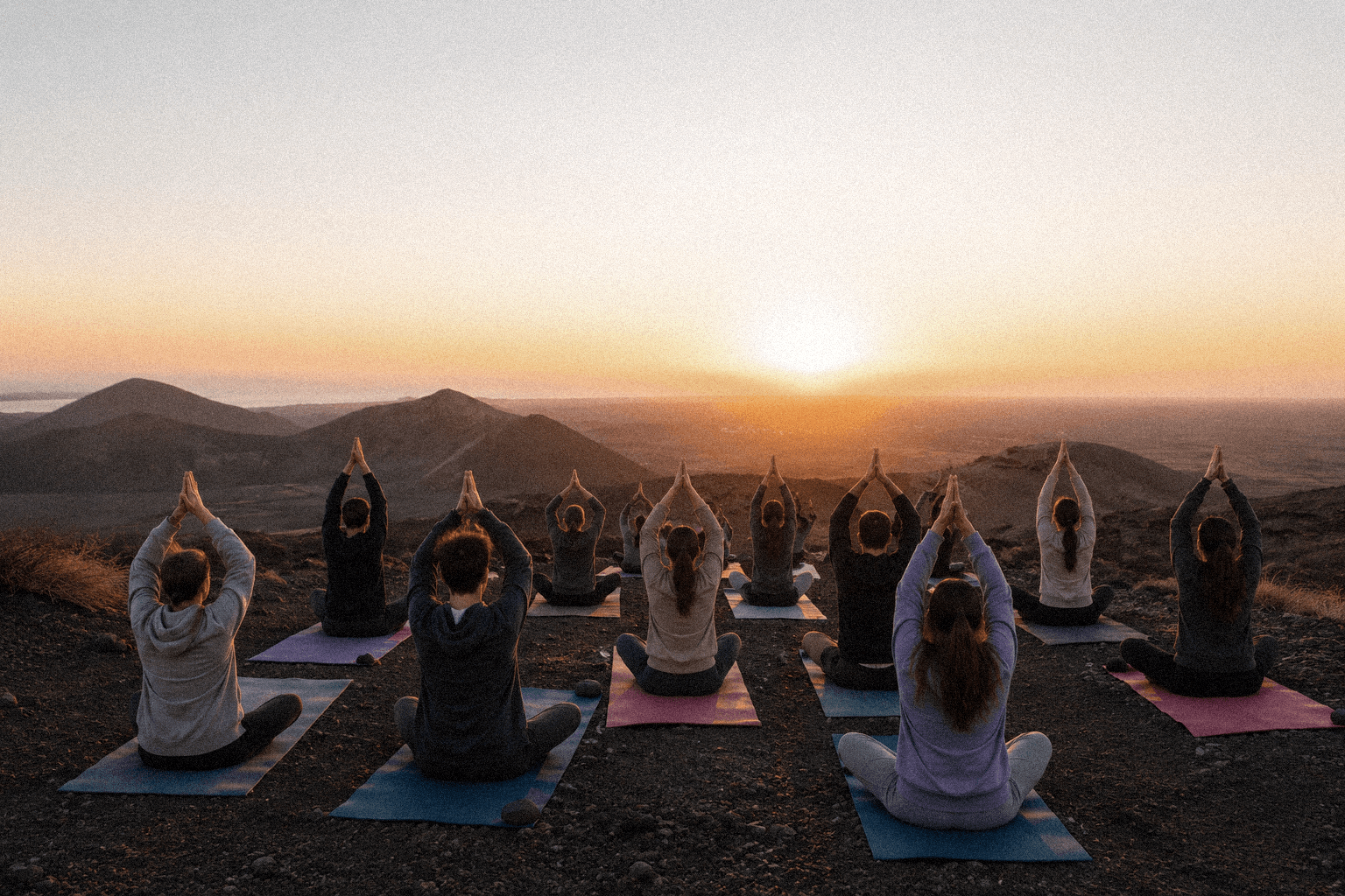 Yoga at sunrise in Lanzarote